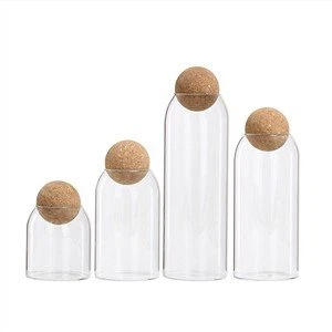 Round Glass Jar with Cork Lid
