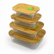 Wood Lid Glass Food Box Wood Lid