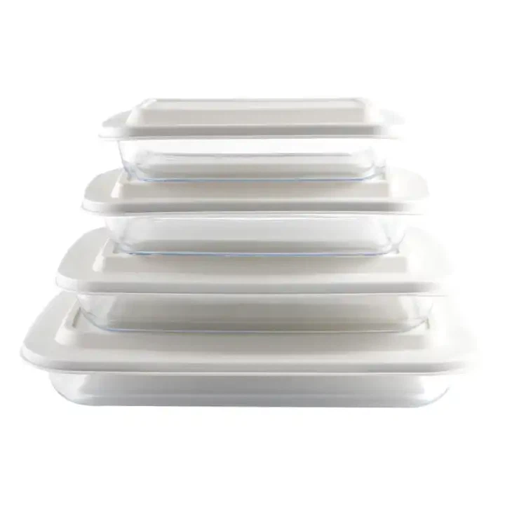 Rectangular Borosilicate Glass Baking Dishes With Plastic Lids